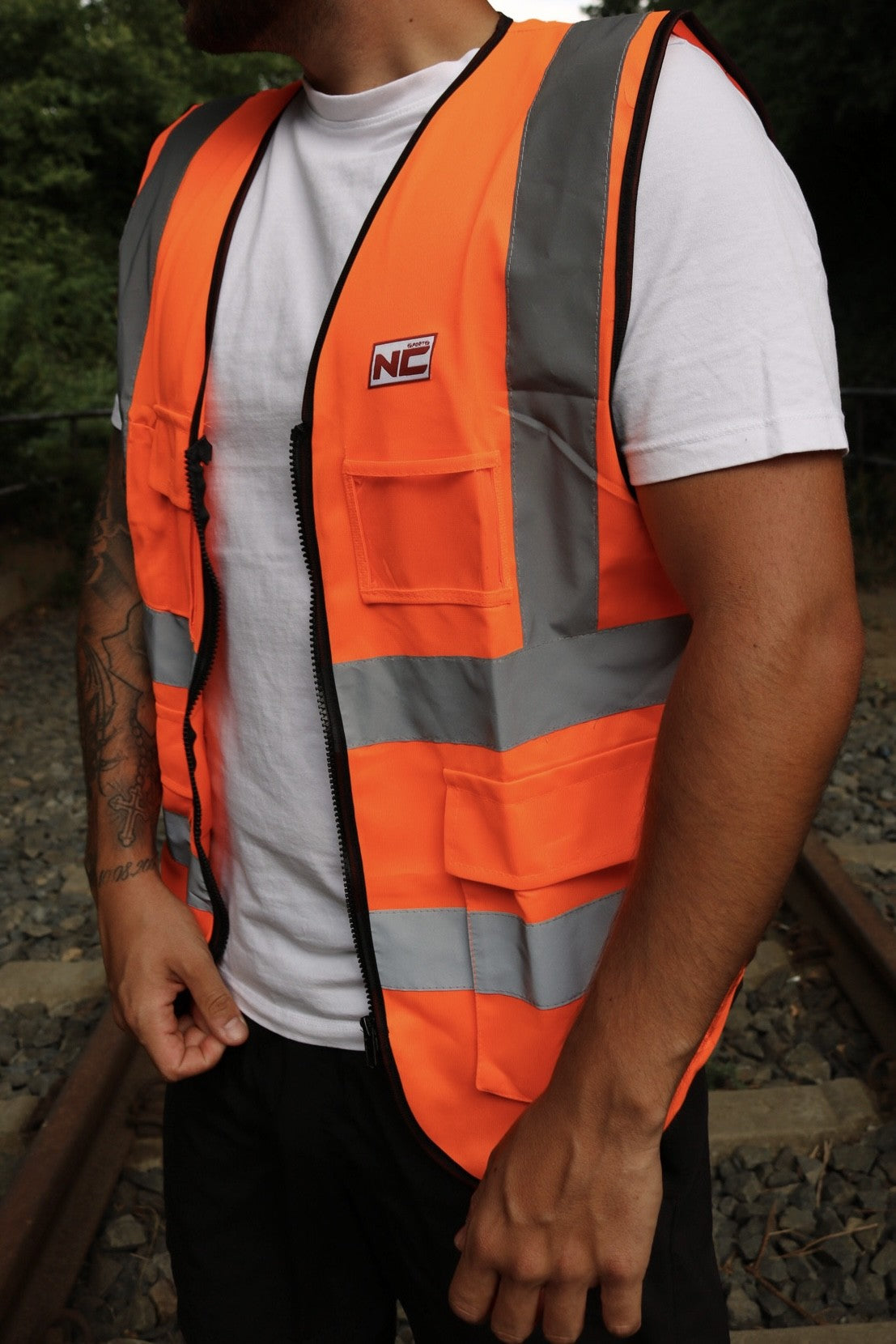NC Weste SAFETY - orange Warnweste mit reflektierenden Streifen